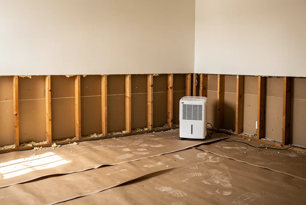 Wall opened and dried during a mid-size mold remediation job in Santa Clarita