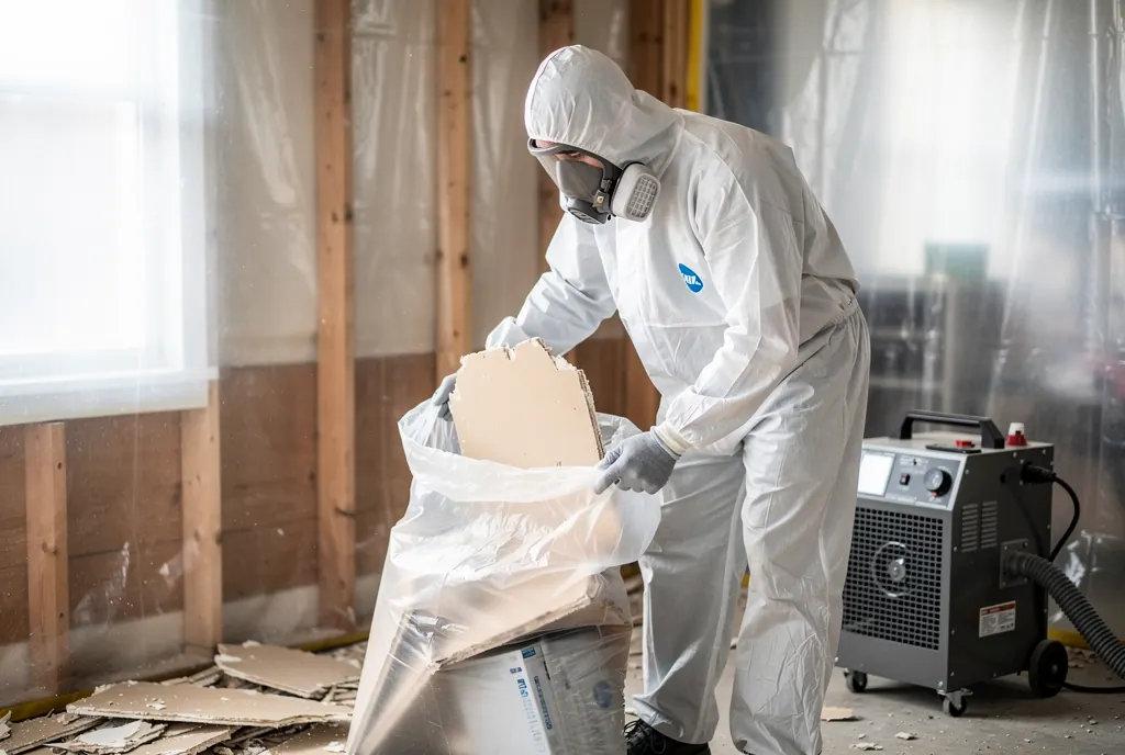 Contained mold removal work with HEPA air scrubbing in Santa Clarita